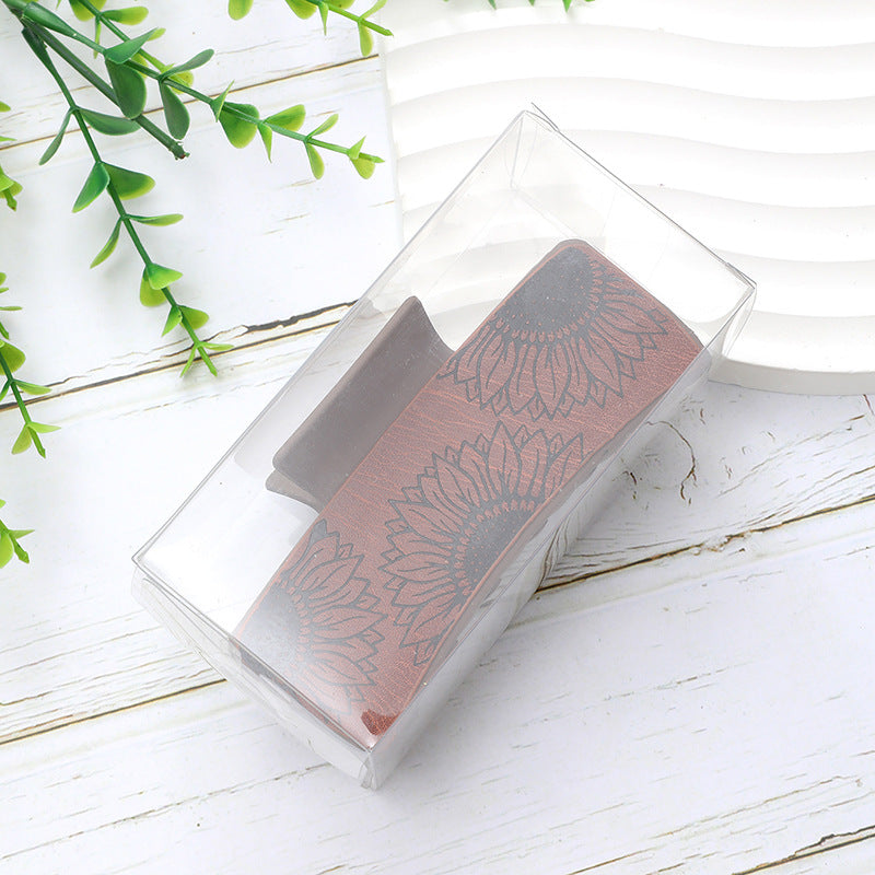 Wholesale Western Style Retro Style Pressure Change Printing Sunflower Rose Simple PU Leather Hair Clips